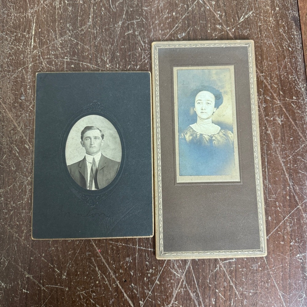 (2) Antique cabinet card Studio Photographs Wilder Studio Marion IL‎ Sherertz